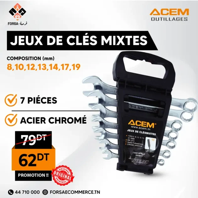 Jeux clé mixte 7 pcs ACEM