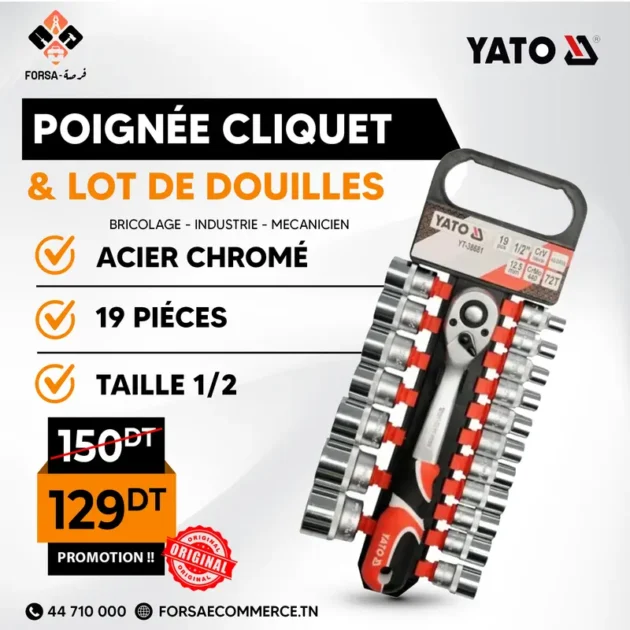 Poignée cliquet 1/2 yato