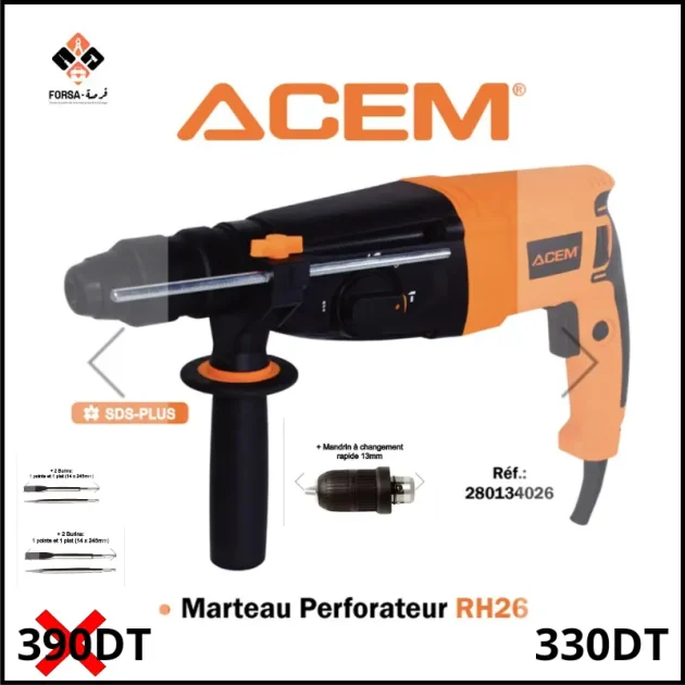 Marteau perforateur RH26 - Noir & orange - ACEM