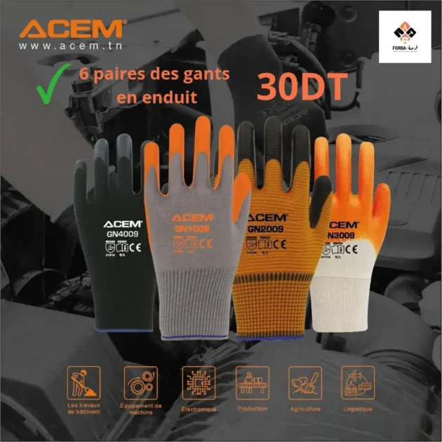 Gants en polyester avec texture zèbre enduits (6paires)