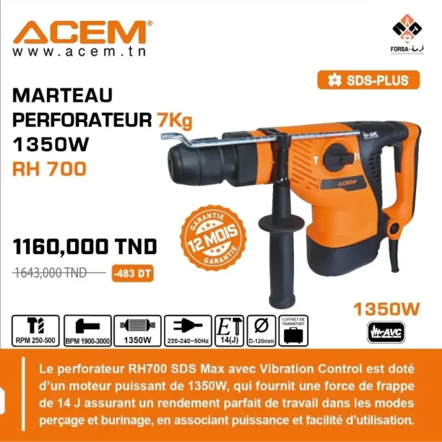 Marteau perforateur 7 kg RH700