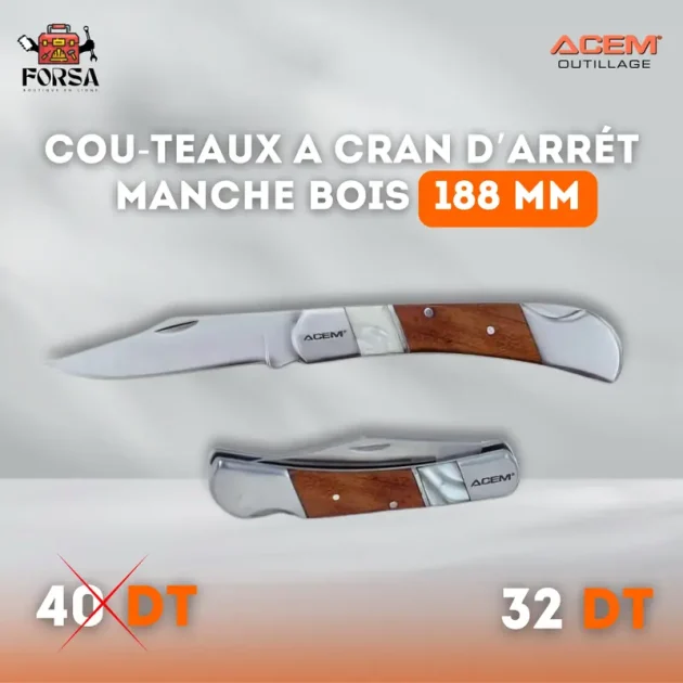 couteau a cran d arrêt manche bois
